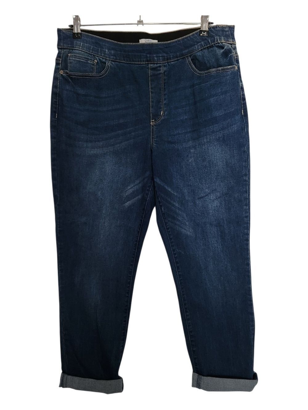Croft and Barrow Womens Pull-On Elastic Waist Rolled Ankle Jeans Size 14